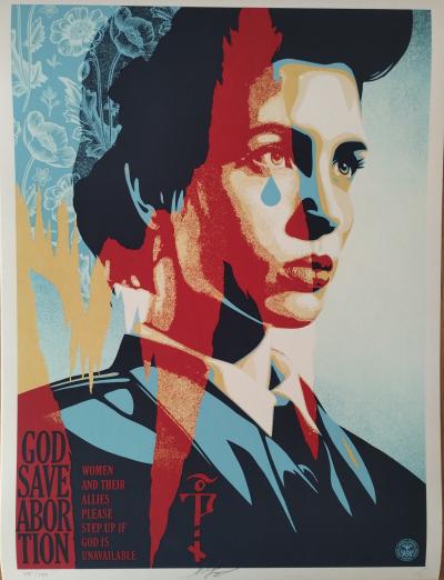 Shepard FAIREY (Obey) - God Save Abortion  - Sérigraphie signée au crayon 2