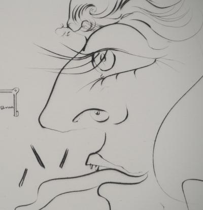 Salvador Dali  - Hommage à Léonard de Vinci : Le Télégraphe, 1975 - Gravure originale signée 2