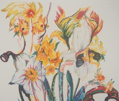 Salvador Dali - Narcissus: Surrealist Flower with Telephones, 1972 - Original signed lithograph 2