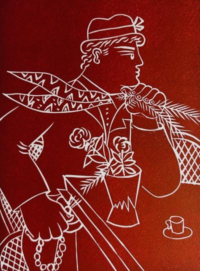 Alekos FASSIANOS - Rebetika, 1991 - Linogravure originale signée au crayon 2