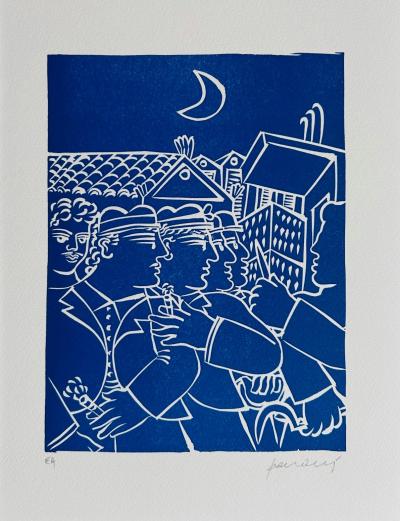 Alekos FASSIANOS - Rebetika, 1991 - Linogravure originale signée au crayon 2