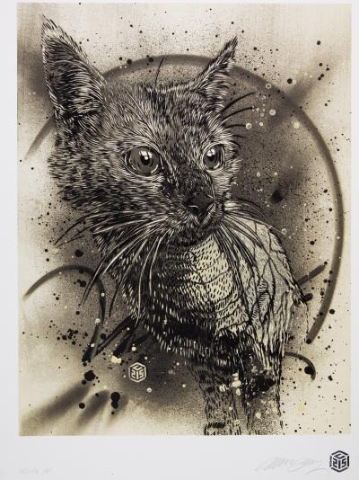 C215 : Chaton gris - Lithographie originale signée 2
