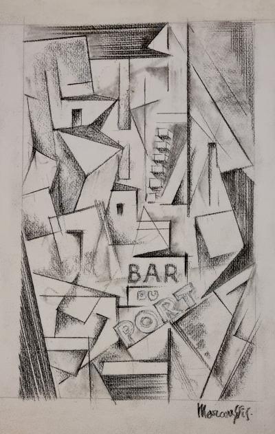 Louis Marcoussis, Le bar du port, dessin préparatoire, 1913 2