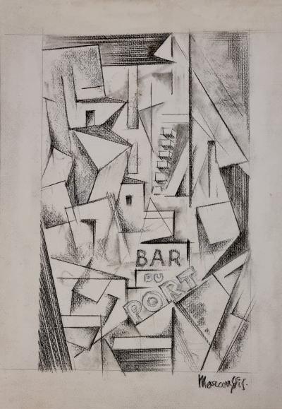 Louis Marcoussis, Le bar du port, dessin préparatoire, 1913 2