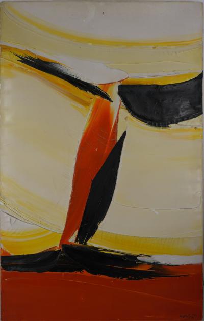 Jan MEYER - Abstraction en noir et blanc, 1985 - Huile sur toile, signée 2