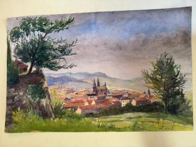 Marcel SOSSON - Vue de ville 2,1939 - Aquarelle