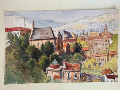 Marcel SOSSON - Vue de ville 3, 1939 - Aquarelle