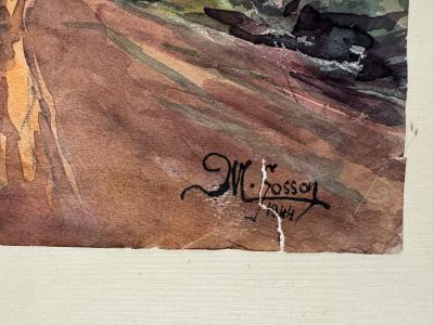 Marcel SOSSON Aquarelle La moisson au bord du lac 1944 2