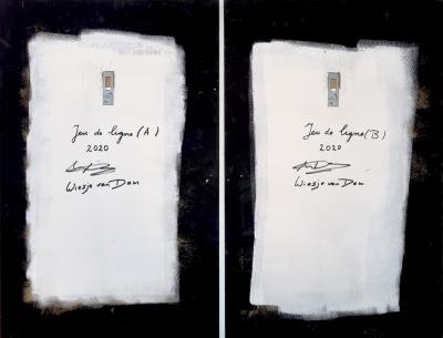 Wiesje Van Dam, Diptyque Jeu de ligne, acrylique sur panneau, 2020 2