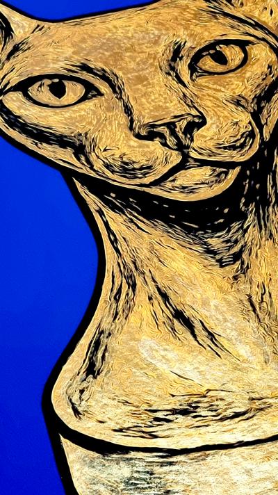 Onna Medeis, Sphynx (Bleu K), sérigraphie dorée, 2020 2