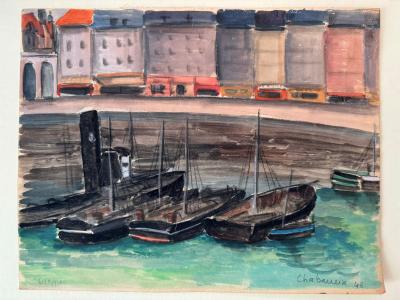 CHABANEIX - Dieppe - Aquarelle 1948