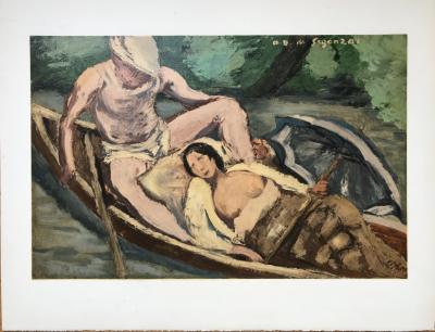 André DUNOYER de SEGONZAC ( d’après) - Le canotier - Lithographie originale signée dans la planche 2