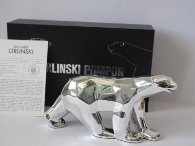 Richard Orlinski - L’ours pompon en argent - sculpture