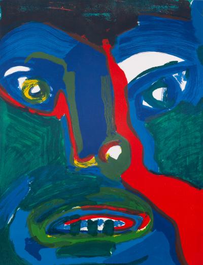 Bengt LINDSTROM : Visage en bleu - Lithographie originale signée