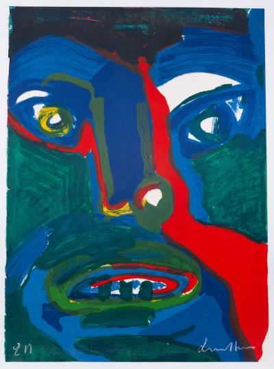 Bengt LINDSTROM : Visage en bleu - Lithographie originale signée 2