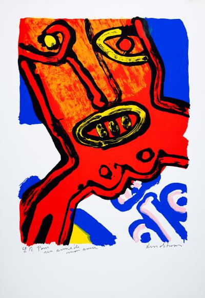 Bengt LINDSTROM : Portrait du monstre rouge  - Lithographie originale signée et dédicacée 2
