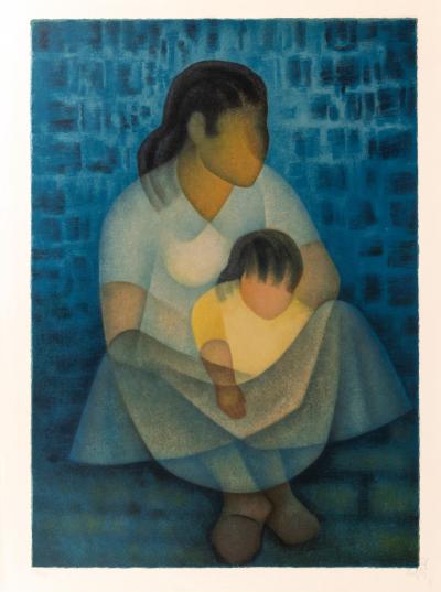 Louis TOFFOLI : L’Enfant au tricot jaune - Lithographie originale signée