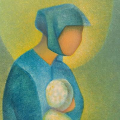 Louis TOFFOLI : La Maternité bleue - Lithographie originale signée 2