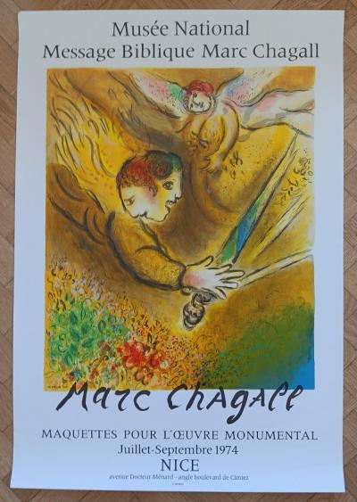 Marc CHAGALL - Affiche originale d’exposition - Maquettes pour l’oeuvre monumental - Mourlot - 1974 2
