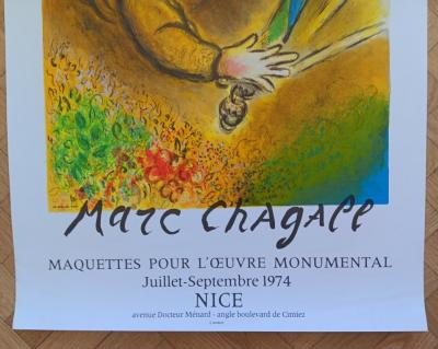 Marc CHAGALL - Affiche originale d’exposition - Maquettes pour l’oeuvre monumental - Mourlot - 1974 2