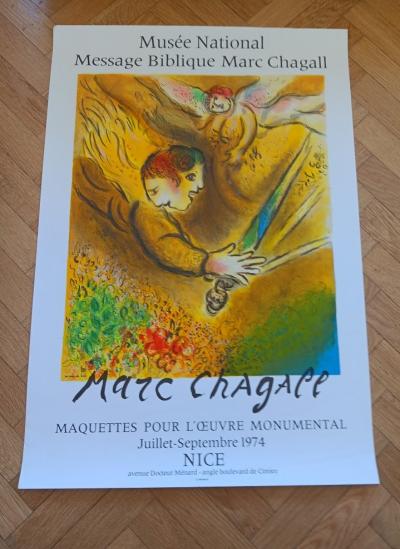 Marc CHAGALL - Affiche originale d’exposition - Maquettes pour l’oeuvre monumental - Mourlot - 1974 2