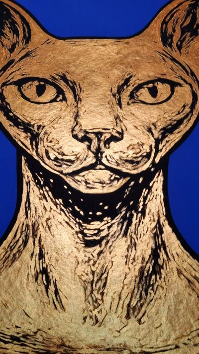 Onna Medeis, Sphynx (Bleu K), sérigraphie dorée, 2020 2