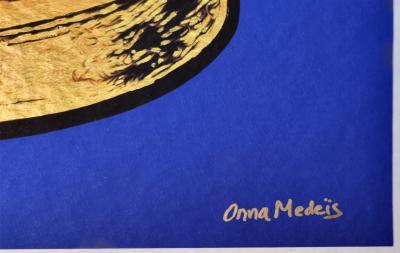 Onna Medeis, Sphynx (Bleu K), sérigraphie dorée, 2020 2