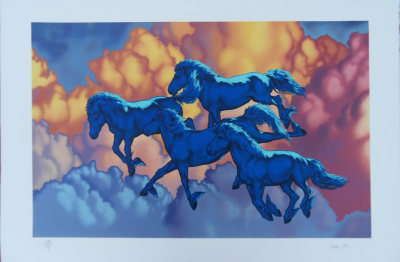 Michel BEZ: The Blue Horses - Original signed lithograph 2