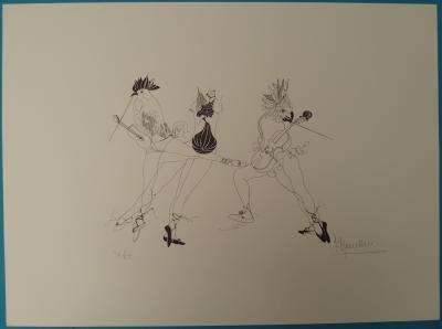 François BOUCHEIX: The Musician Roosters - Original signed lithograph 2