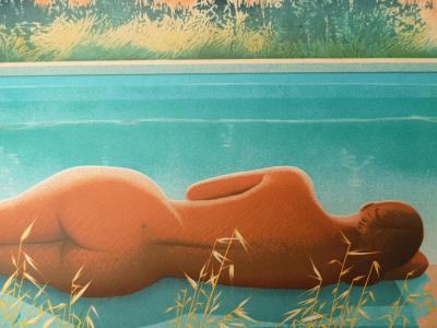 Daniel SCIORA : Nu autour de la piscine - Lithographie originale signée 2