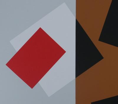 Joël FROMENT : Composition à la ligne dorée - Sérigraphie originale Signée 2
