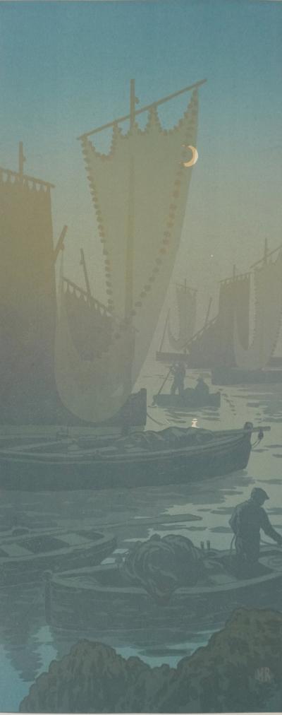 Henri RIVIERE : La féérie des heures, Premier Quartier, Lithographie originale signée 2