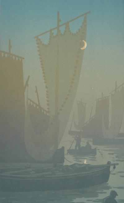 Henri RIVIERE : La féérie des heures, Premier Quartier, Lithographie originale signée 2