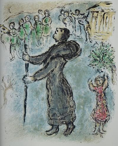 Marc CHAGALL : Le prêtre et l’appel aux dieux, Lithographie, 1989 2