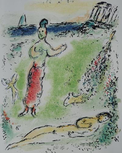 Marc CHAGALL : Athéna endort Ulysse, Lithographie, 1989 2