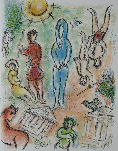 Marc CHAGALL : Le monde souterrain, Lithographie, 1989
