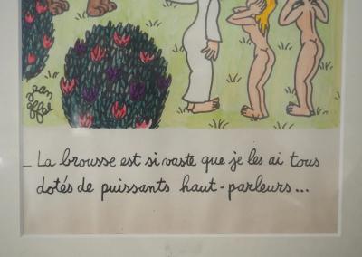 Jean EFFEL - Adam et Eve avec le lion et l’éléphant - Aquarelle originale Signée 2