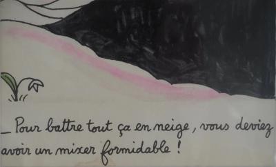 Jean EFFEL - Adam et Eve découvrent la neige - Aquarelle originale Signée 2