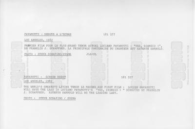 Steve Schapiro - Yes Giorgio, avec Pavarotti 1982 - Tirage argentique RC 2