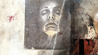 Michèle Tajan, Autoportrait, technique mixte signée, 1998 2