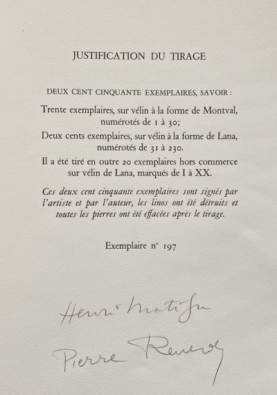 Henri Matisse - Visages - Livre de Poèmes, signé par Matisse et Reverdy et illustré de 14 lithorapies originales 2