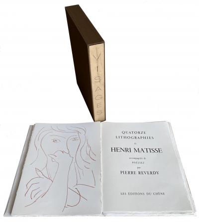 Henri Matisse - Visages - Livre de Poèmes, signé par Matisse et Reverdy et illustré de 14 lithorapies originales