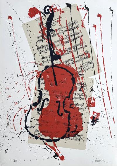 Arman - Violon et partition - LIthographie signée numérotée au crayon 2