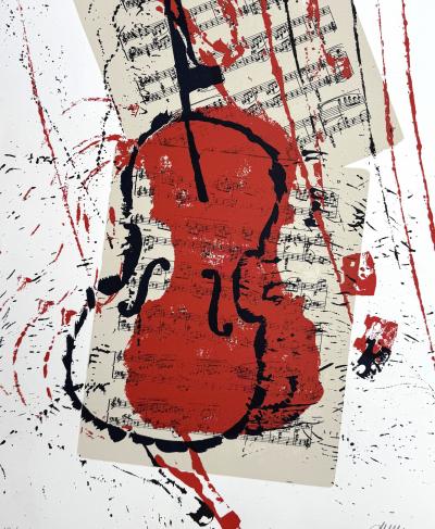 Arman - Violon et partition - LIthographie signée numérotée au crayon 2