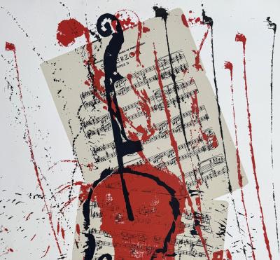 Arman - Violon et partition - LIthographie signée numérotée au crayon 2