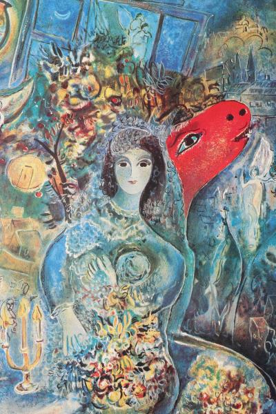 Marc CHAGALL : La mariée aux fleurs, Lithographie signée, 1989, 500ex 2