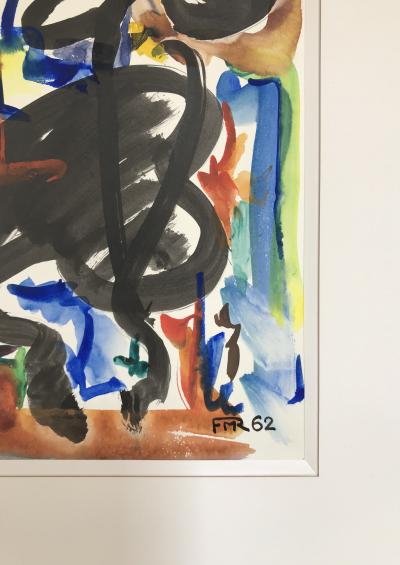 René MARIE - Composition,1962 - Aquarelle et encre signée 2