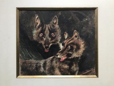 Jean-Louis Amédée BEAUJOUAN – Die Wölfe, um 1830 – Öl auf Papier, signiert 2
