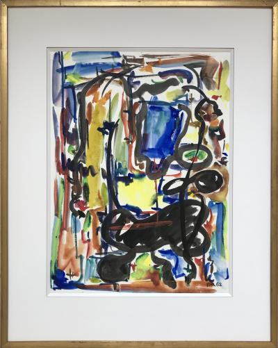 René MARIE - Composition,1962 - Aquarelle et encre signée 2