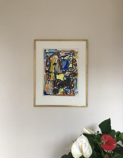 René MARIE - Composition,1962 - Aquarelle et encre signée 2